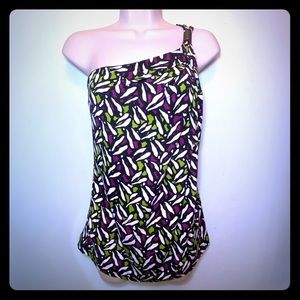 Lovely Summer Top Fushia Pink, White and Green